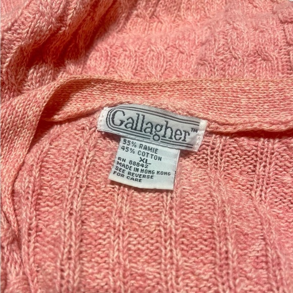 Gallagher XL Pink Cable Knit Cardigan Sweater Button Front Grandma Core Cottage - Picture 3 of 6